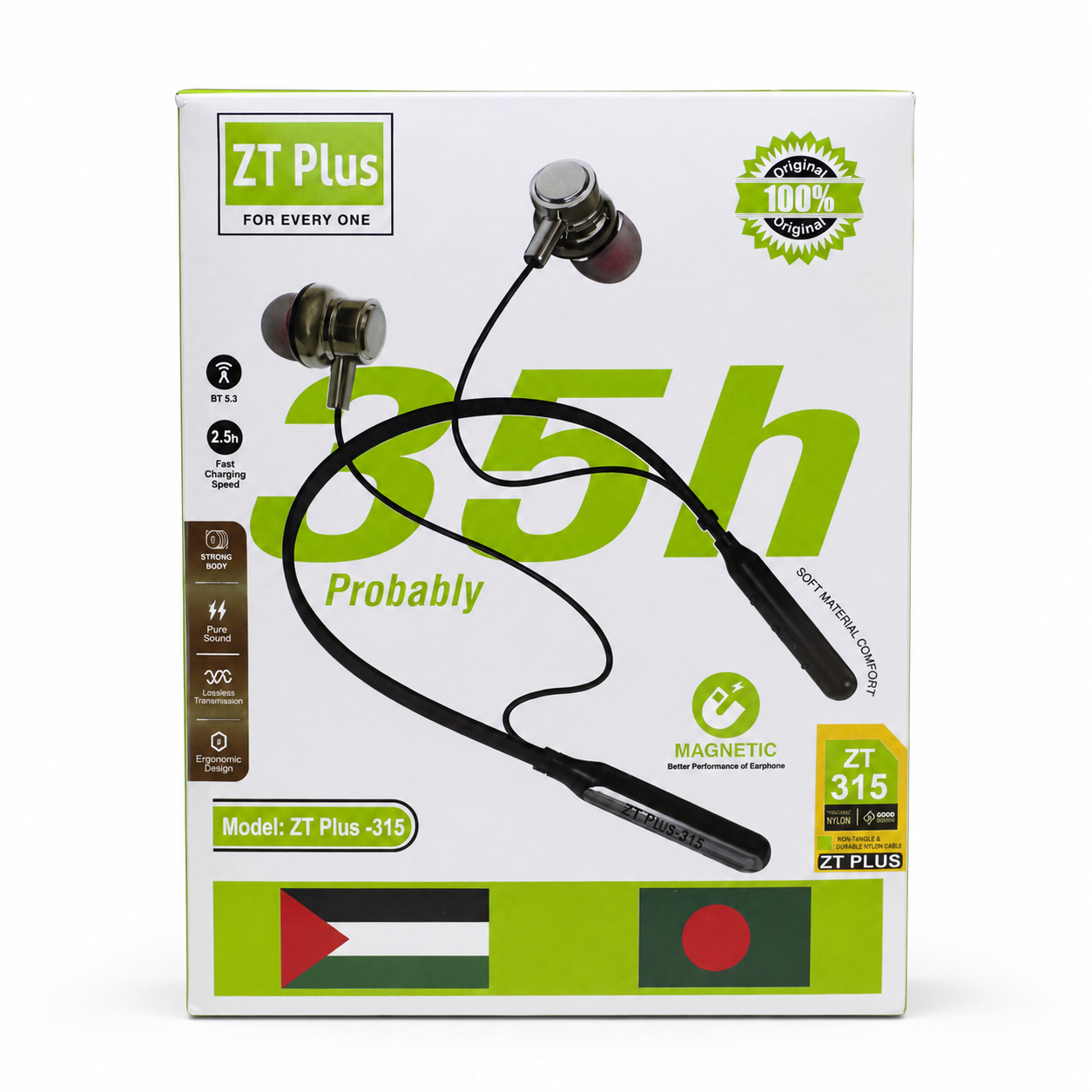 ZT Plus-315 Wireless Neckband Bluetooth Earphone – Bluetooth 5.3 Headset with 35H Battery Life, 2.5H Fast Charging, Magnetic Control & Flexible Anti-Pull Nylon Wire_img_3