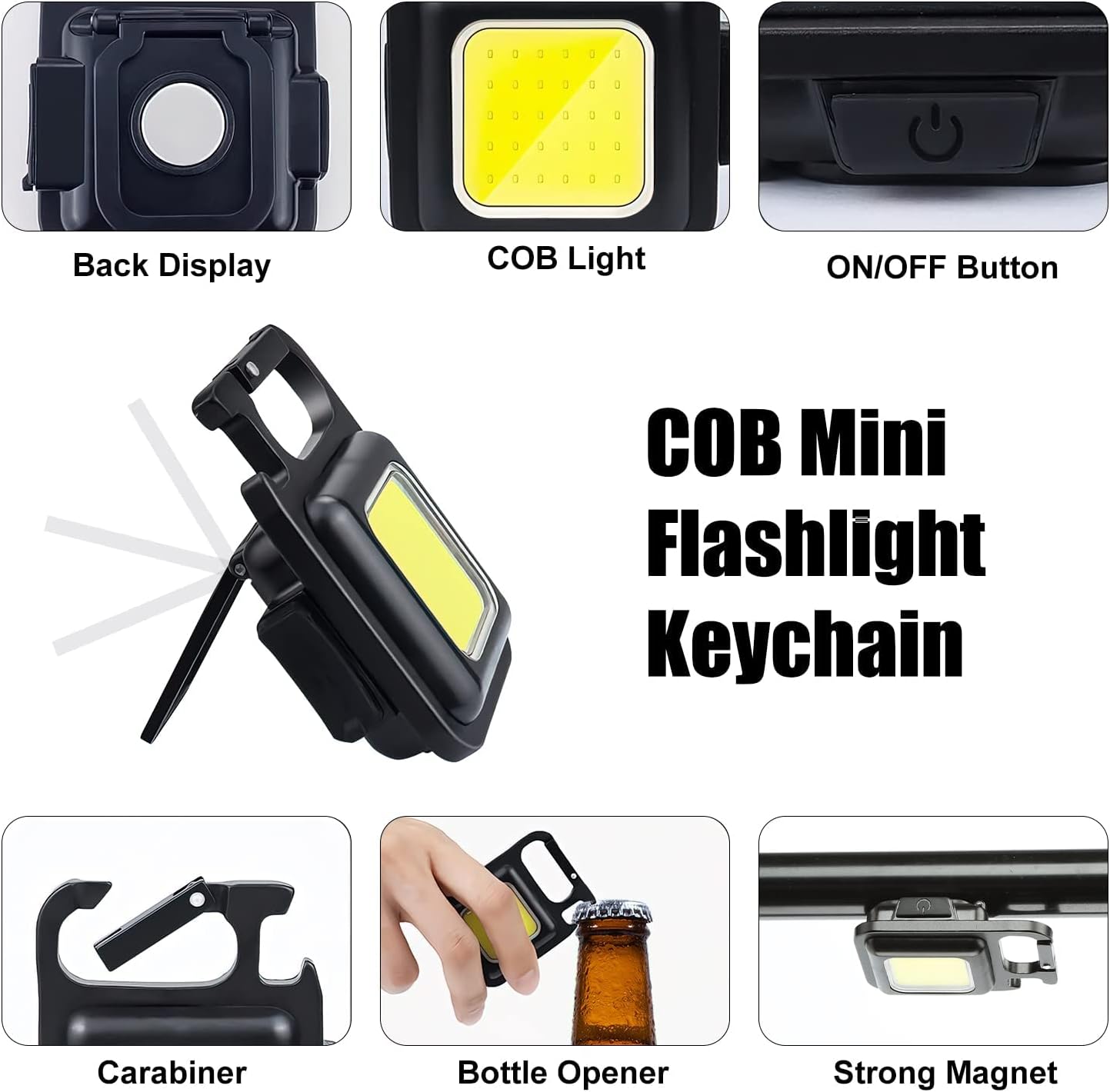 GEBSKIB 800 Lumen COB LED Keychain Work Light – Ultra-Bright Portable Mini Flashlight with 3 Lighting Modes, Magnetic Suction, Bottle Opener & Type-C Rechargeable Aluminum Design_img_7