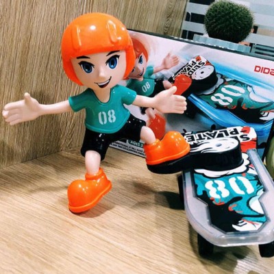 Sliding Plate Electronic Stunt Skateboard Boy Toy – Musical Action Figure with Dynamic Light Effects, 360° Stunt Movement, Battery Operated Safe Plastic Interactive Toy for Kids Age 3+_img_7