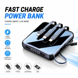 Smart 10000mAh Fast Charging Power Bank – Portable TWS & Phone Charger with Built-in Micro, Type-C, Lightning & USB Cables_img_0
