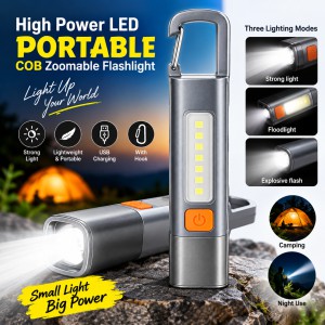 High Power LED Portable COB Zoomable Flashlight – USB Rechargeable Waterproof Mini Torch with Multi-Bright Modes, Backup Battery & Adjustable Focus for Outdoor & Emergency_img_0