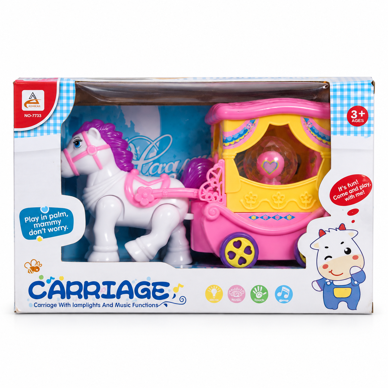 CARRIAGE Battery Operated Toy Carriage Set – Bump & Go Action Engine Toy with Flashing Lights & Sound Effects, Superior Performance Interactive Magic Wagon Toy for Kids_img_3