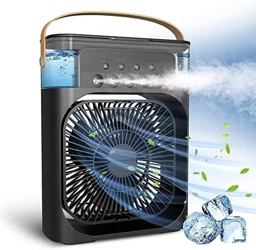 Extonic ET-C702 3-in-1 Air Cooler USB Fan – Portable Mist Fan with 600ml Water Tank, Multi-Color LED Night Light, Smart Timer & Type-C Desktop Cooling Fan_img_5