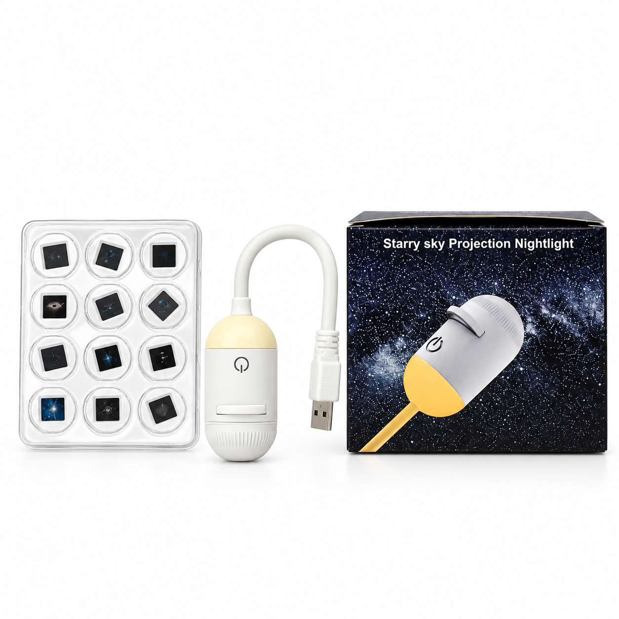 2-in-1 USB Mini Galaxy Star Projector & Bedside Night Light with 360° Flexible Design & 12 Interchangeable Disks_img_1