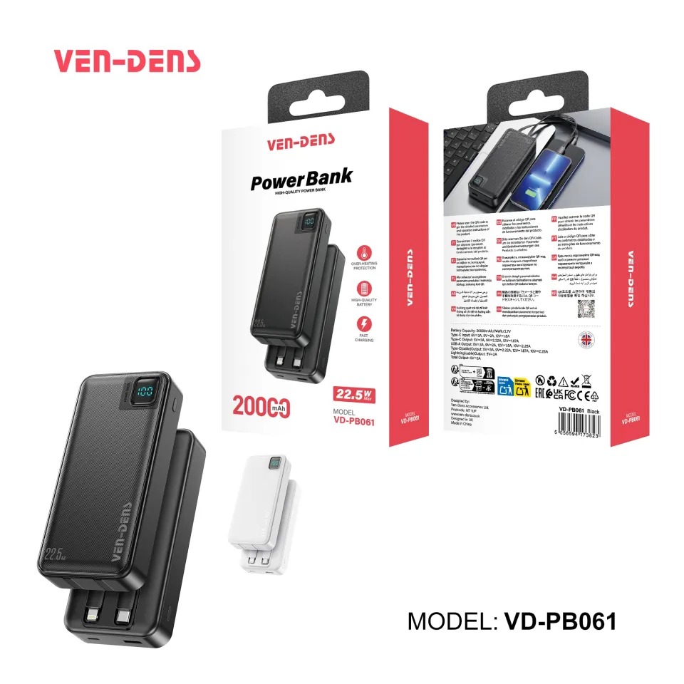 Ven-Dens VD-PB061 20000mAh 22.5W Power Bank Fast Charging High Quality Powerbank_img_3