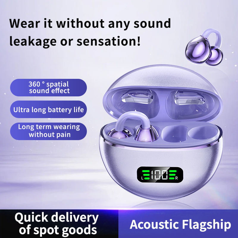 Q71 True Wireless Open-Ear / Ear Clip Earbuds – Digital LED Display, HD Stereo Sound, Noise Reduction Call Feature, 30mAh Earbud & 180mAh Charging Case for Sports & Daily Use_img_3