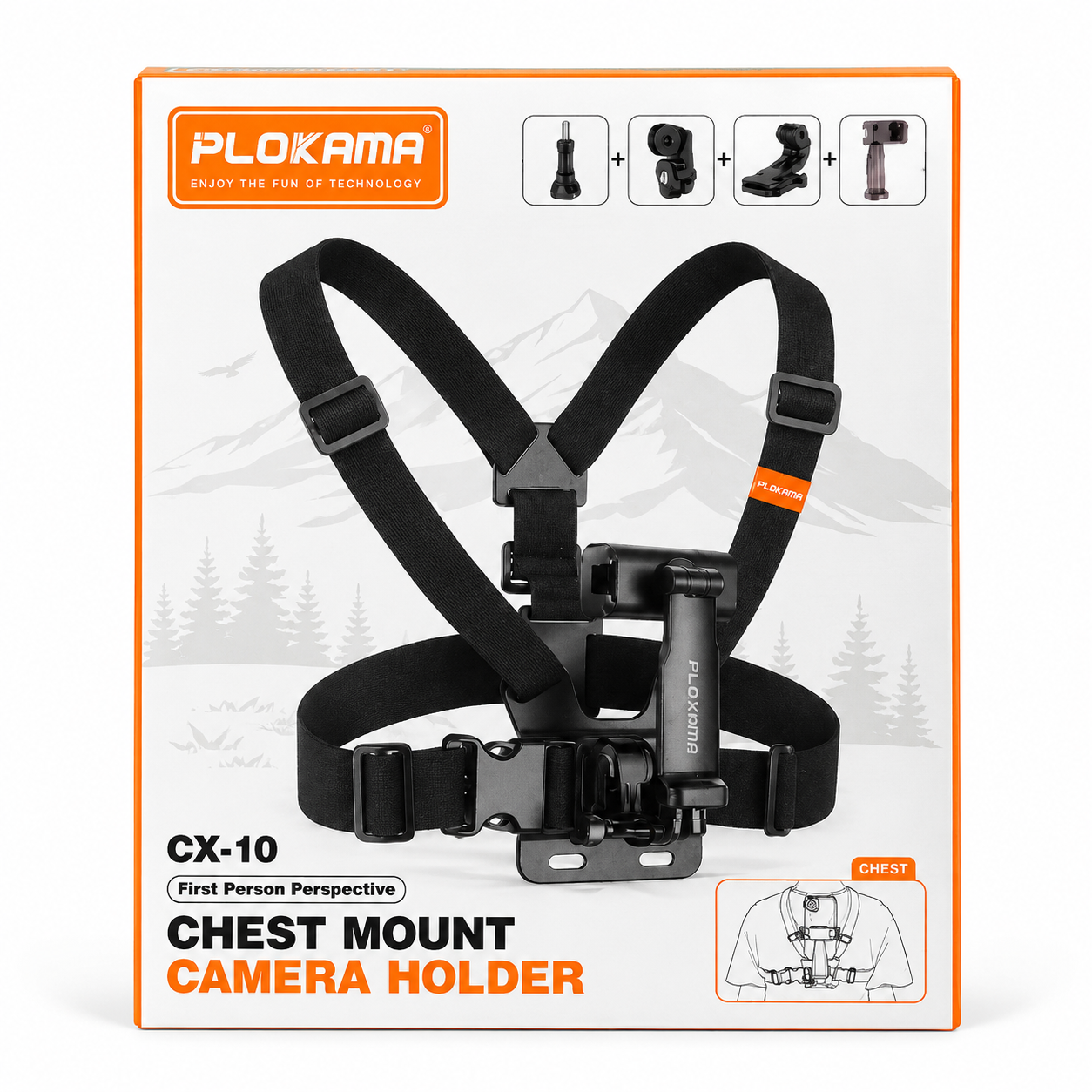PLOKAMA CX-10 Chest Mount Camera Holder – Adjustable POV Body Harness Strap with 360° Rotating Clip for Smartphones & Action Cameras for Biking, Vlogging & Hiking_img_2
