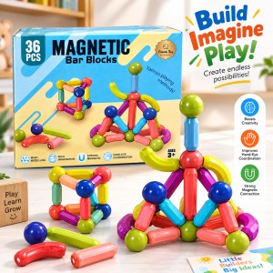 Big Size Magnetic Building Blocks Kid Toy Set Montessori Educational Magnetic Stick Building Bricks Construction Funny Toy Gift 36 pcs_img_0