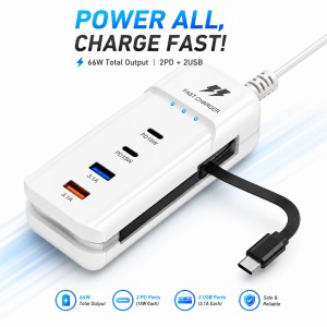 5-in-1 Multi-Functional Rack Charger 66W – Desktop Fast Charging Station with 2PD, 2USB Ports & Built-in Type-C Cable_img_0