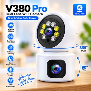 V380 Pro Dual Lens 1080P WiFi Security Camera – Rotatable 360-Degree Wireless Indoor CCTV with Smart AI Motion Tracking, Night Vision & Two-Way Audio (Model: V9L)_img_0