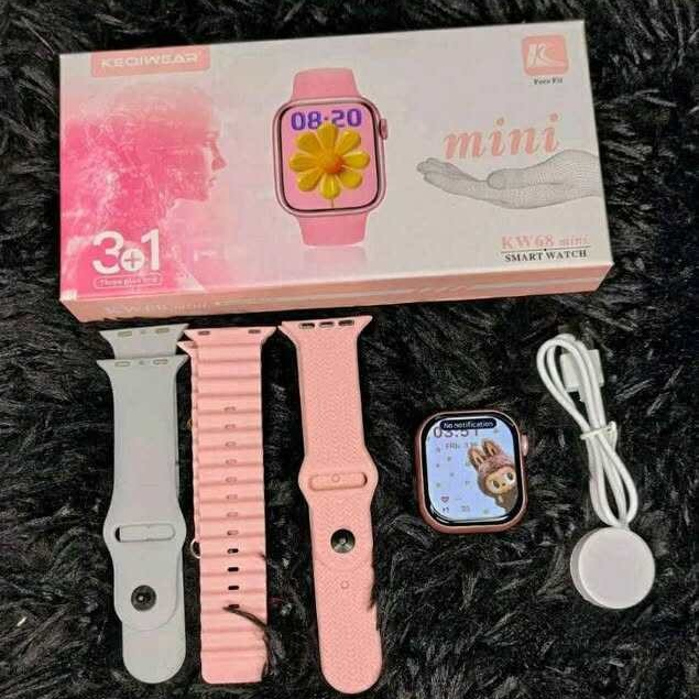 KW68 Mini ladies Smartwatch with Bluetooth Call & 3 Straps_img_3