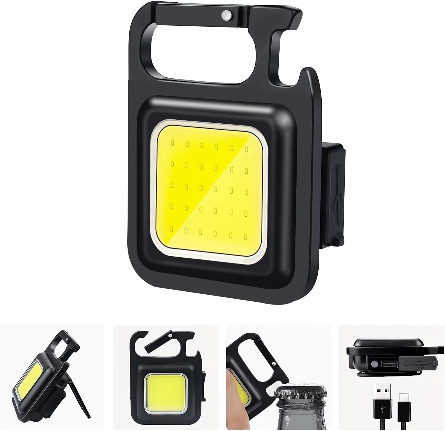 GEBSKIB 800 Lumen COB LED Keychain Work Light – Ultra-Bright Portable Mini Flashlight with 3 Lighting Modes, Magnetic Suction, Bottle Opener & Type-C Rechargeable Aluminum Design_img_4