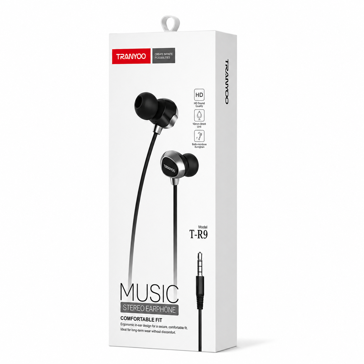 Tranyoo T-R9 Music Stereo In-Ear Earphone | HD Sound Quality, 10mm Omni Driver, Built-in Mic & Ergonomic Comfortable Fit_img_3