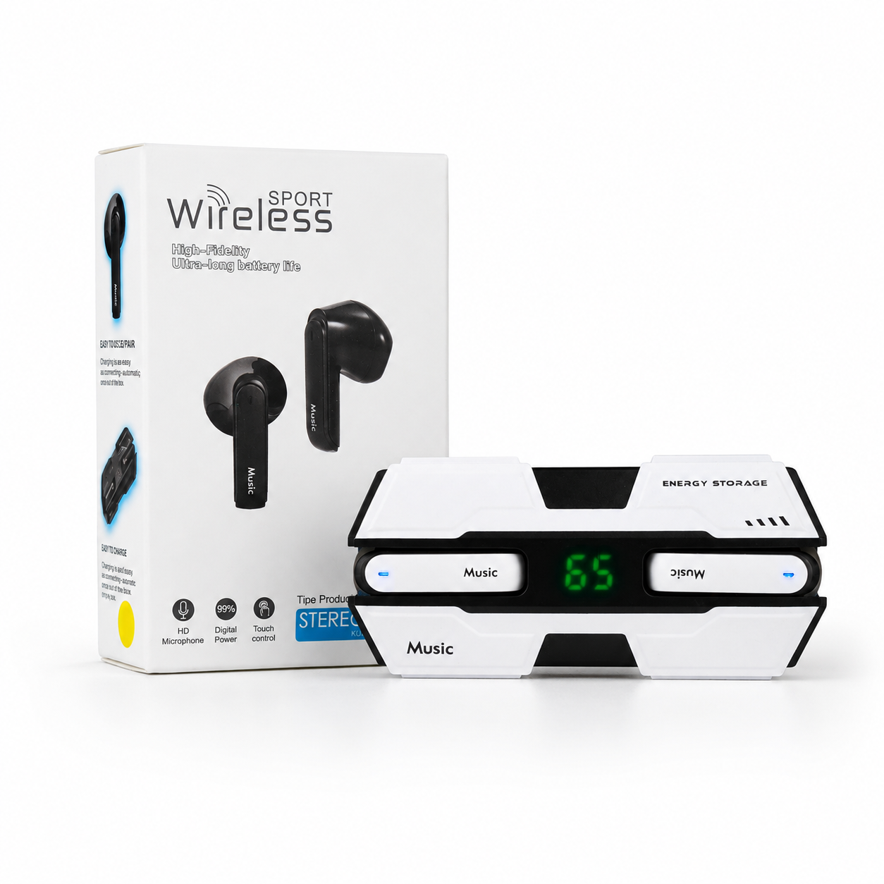 K8 Sport True Wireless Earbuds – In-Ear Bluetooth Earphones with Deep Bass, Touch Control, LED Digital Display & Secure Fit for Gym & Sports_img_2