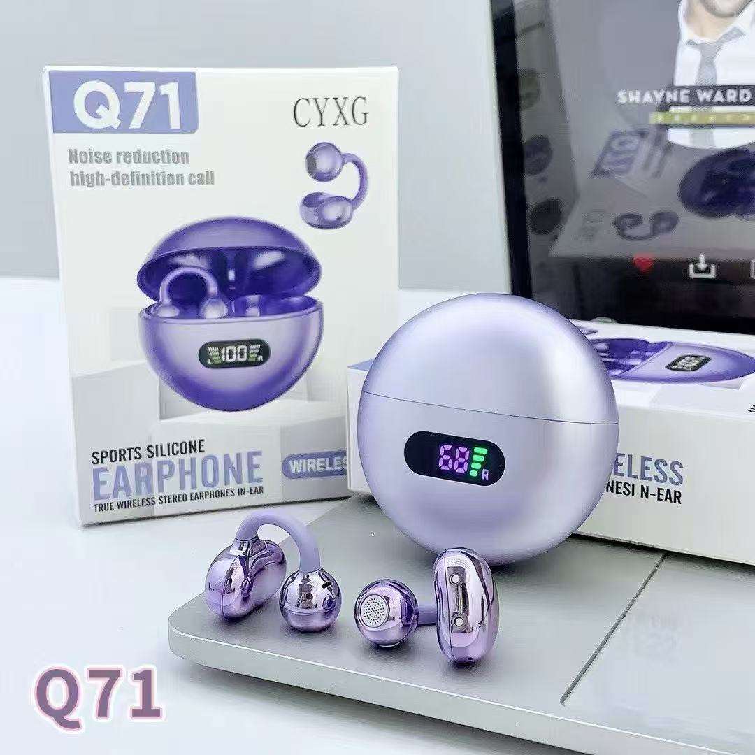 Q71 True Wireless Open-Ear / Ear Clip Earbuds – Digital LED Display, HD Stereo Sound, Noise Reduction Call Feature, 30mAh Earbud & 180mAh Charging Case for Sports & Daily Use_img_4