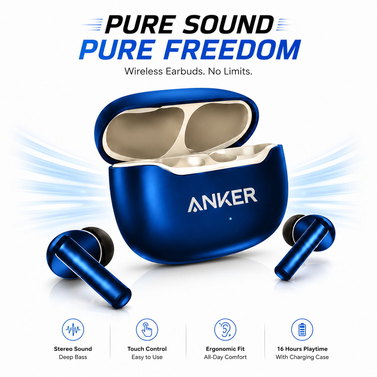 Anker TWS Wireless AC-100 Buds Pro – Hi-Res Audio Certified True Wireless Earbuds with ENC Noise Cancelling Mic, 40mm Drivers, 7H Playtime & 300mAh Case_img_1