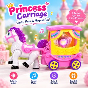 CARRIAGE Battery Operated Toy Carriage Set – Bump & Go Action Engine Toy with Flashing Lights & Sound Effects, Superior Performance Interactive Magic Wagon Toy for Kids_img_0