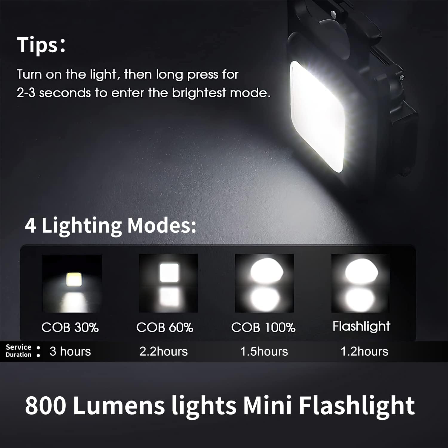 GEBSKIB 800 Lumen COB LED Keychain Work Light – Ultra-Bright Portable Mini Flashlight with 3 Lighting Modes, Magnetic Suction, Bottle Opener & Type-C Rechargeable Aluminum Design_img_2