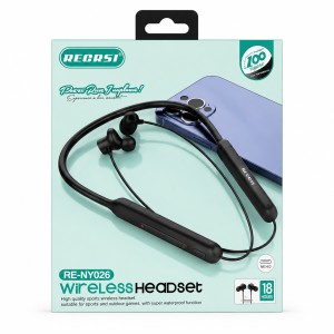 Recrsi RE-NY026 Wireless Bluetooth Neckband Headset – Super Waterproof Sports Earphones with 18 Hours Playtime, Mic, EQ & Magnetic Earbuds_img_0