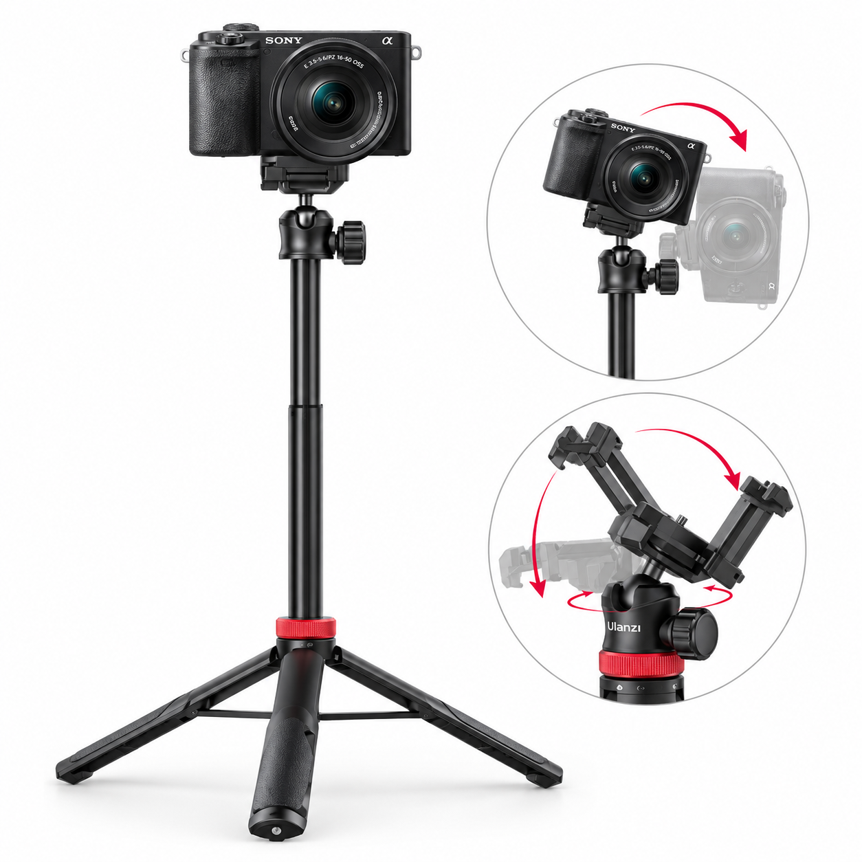 Ulanzi MT-44 Extendable Vlog Tripod & Selfie Stick – 2-in-1 Professional Monopod with 360° Ball Head, Cold Shoe Mount, 1/4" Screw & Phone Holder for Smartphones & Cameras_img_5