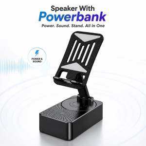 3-in-1 Foldable Mobile Phone Holder with Bluetooth Speaker – Adjustable Desktop Phone Stand, TWS 5.3 Audio, Power Bank & Portable Stand_img_0