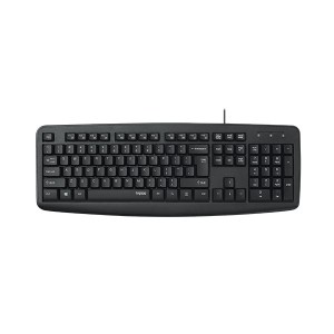 Rapoo NK2600 USB Wired Keyboard (Black) – Full-Size Layout with Integrated Palm Rest, Spill-Resistant Design, Multimedia Hotkeys & 2-Year Warranty_img_0