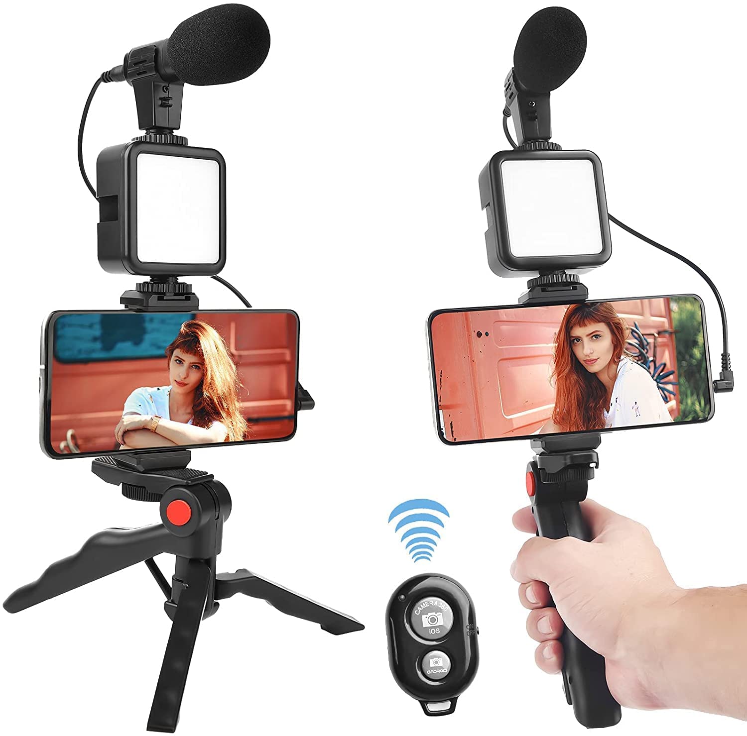Video -Making Tripod Kit For Live Broadcast 3 In 1 With Microphone, Led Light, Mini Stand & Remote Control, Vloging Kit_img_1