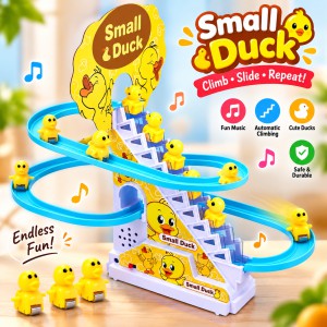 Electric Small Duck Climbing Stairs Toy – Musical Slide Track Game with 9 Cute Yellow Ducks, Flashing LED Lights, Safe ABS Plastic Interactive Educational Toy & Perfect Kids Gift_img_0