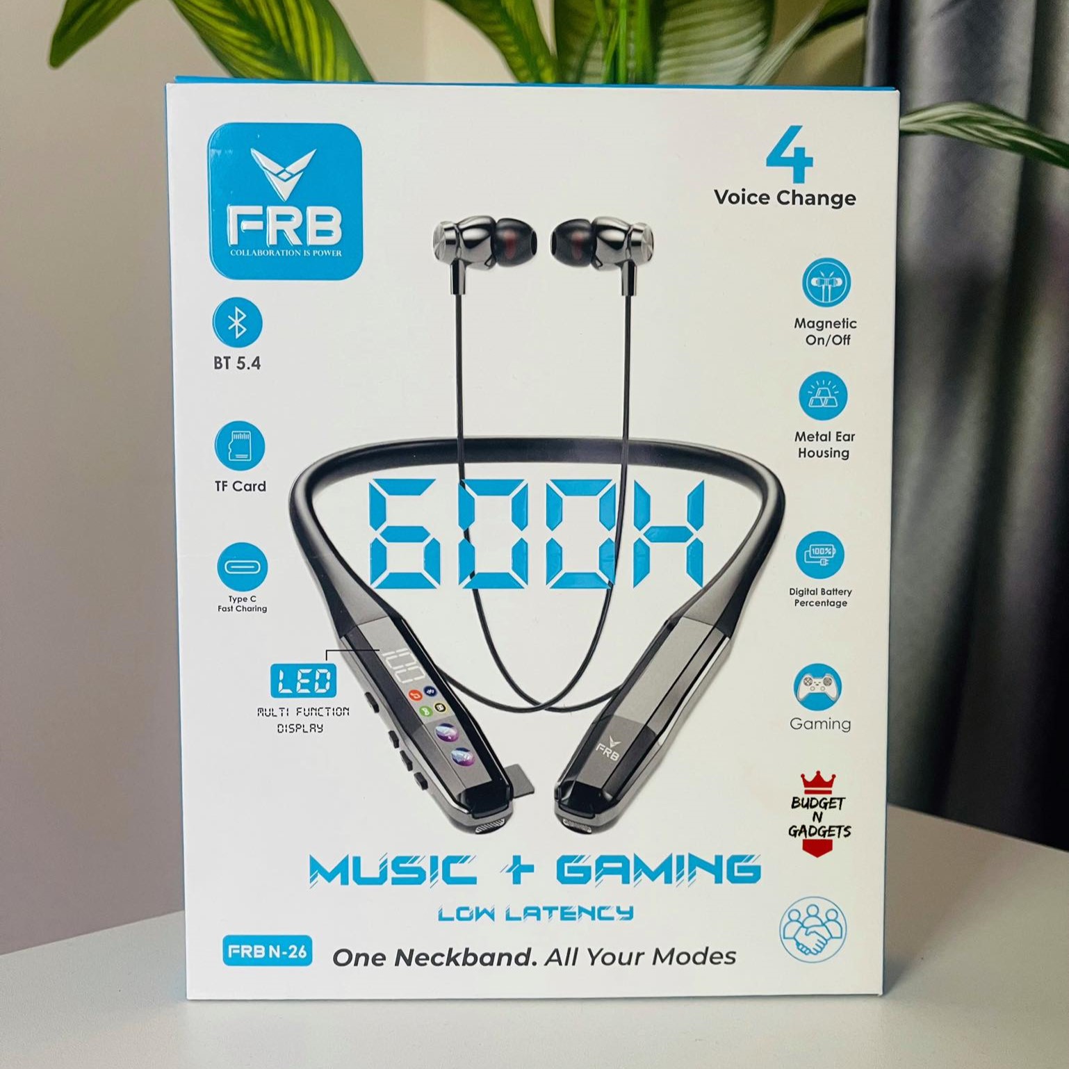 FRB N-26 Wireless Bluetooth 5.4 Neckband Earphone - 600 Hours Standby_img_3