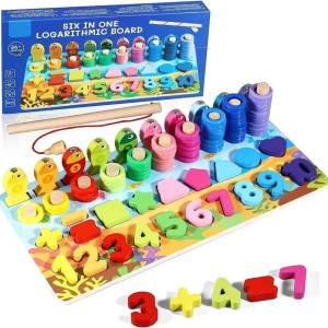 Six In One Logarithmic Board-Activity Toys- Color, Count, Fishing, Shape, Number and Basic Math_img_0