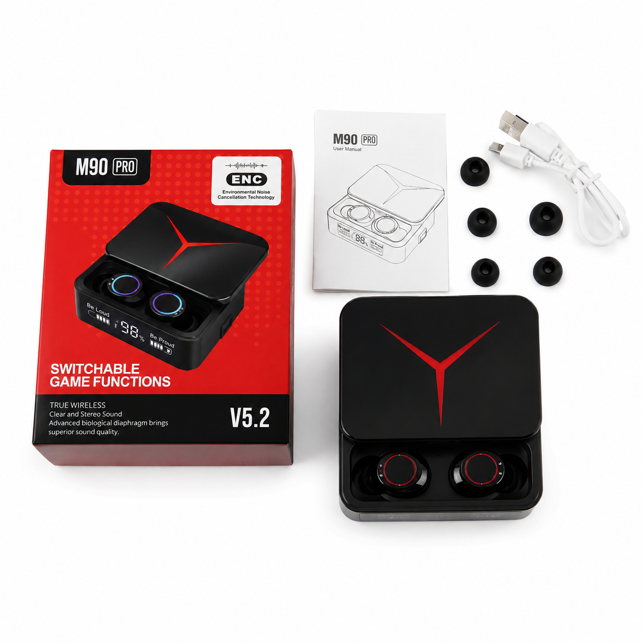 M90 Pro TWS True Wireless Earbuds – Bluetooth 5.3 Earphones with HiFi Stereo Bass, ENC Noise Cancellation & 1200mAh Power Bank Charging Case_img_4