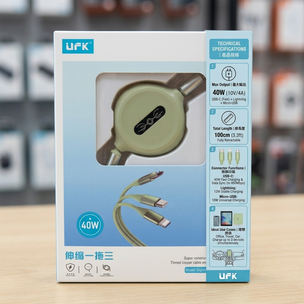 UFK 3-in-1 Retractable Super Fast Charging Cable (A031)_img_5