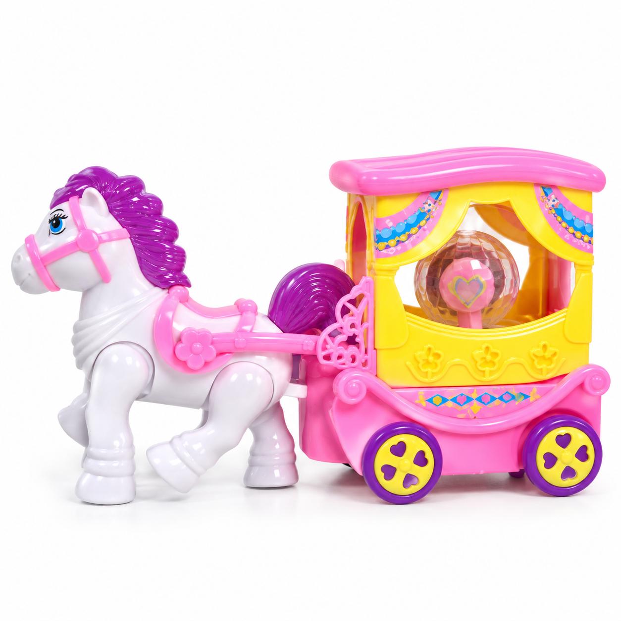 CARRIAGE Battery Operated Toy Carriage Set – Bump & Go Action Engine Toy with Flashing Lights & Sound Effects, Superior Performance Interactive Magic Wagon Toy for Kids_img_2