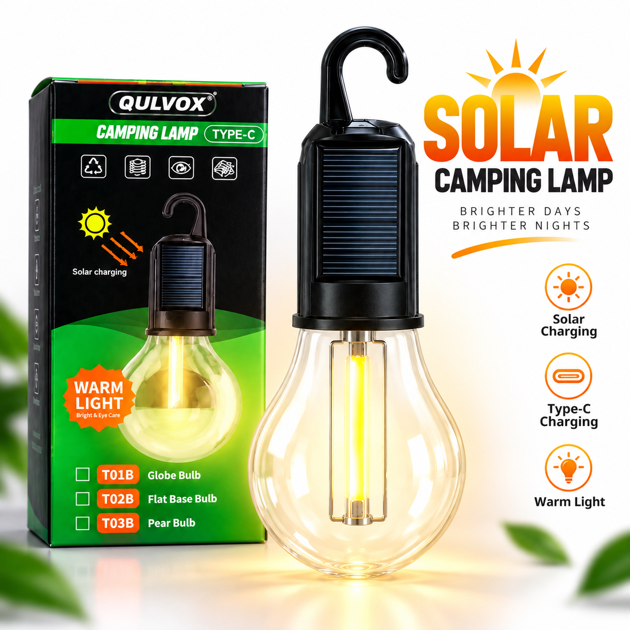 Rechargeable Solar Camping Lamp – Portable LED Hanging Lantern with Type-C Charging, Warm Ambient Light & Emergency Battery Backup for Outdoor & Home Use_img_1