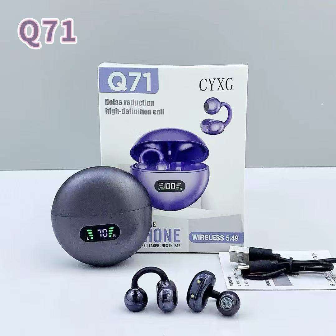 Q71 True Wireless Open-Ear / Ear Clip Earbuds – Digital LED Display, HD Stereo Sound, Noise Reduction Call Feature, 30mAh Earbud & 180mAh Charging Case for Sports & Daily Use_img_2