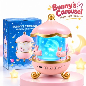 Bunny Carousel Night Light Projector – Rotating LED Star & Galaxy Projection Lamp with 6 Themes, 5 Color Patterns & Adjustable Brightness for Kids Room & Nursery Decor_img_0