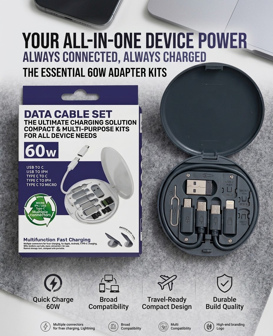 60W Fast Charging data cable 3 in 1 USB cable set storage set box_img_1