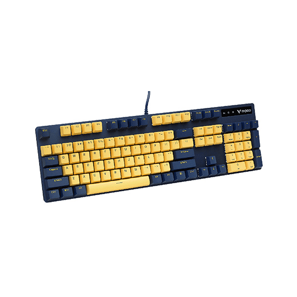 Rapoo V500 Pro Yellow-Blue Mechanical Gaming Keyboard – Full-Size 104-Key Layout, Tactile Mechanical Switches, Backlit Illumination, Anti-Ghosting & Durable Dual-Tone Design_img_2