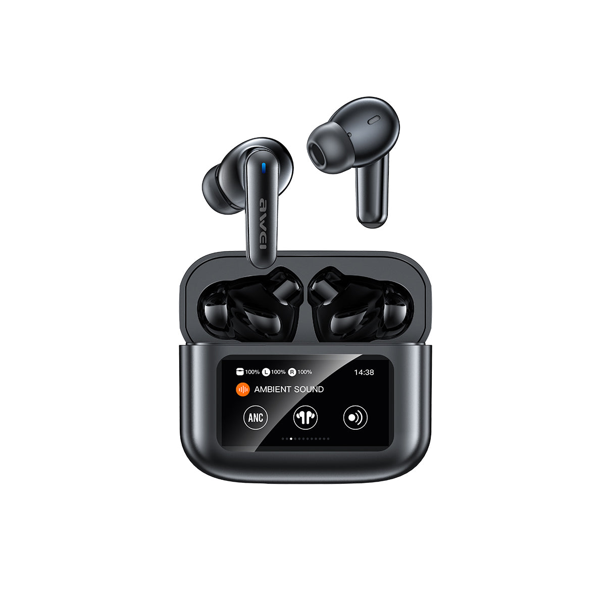 Awei T56 ANC True Wireless Earbuds – Smart LED Touch Screen Charging Case, Bluetooth 5.4, -35dB Active Noise Cancellation & IPX6 Waterproof_img_1