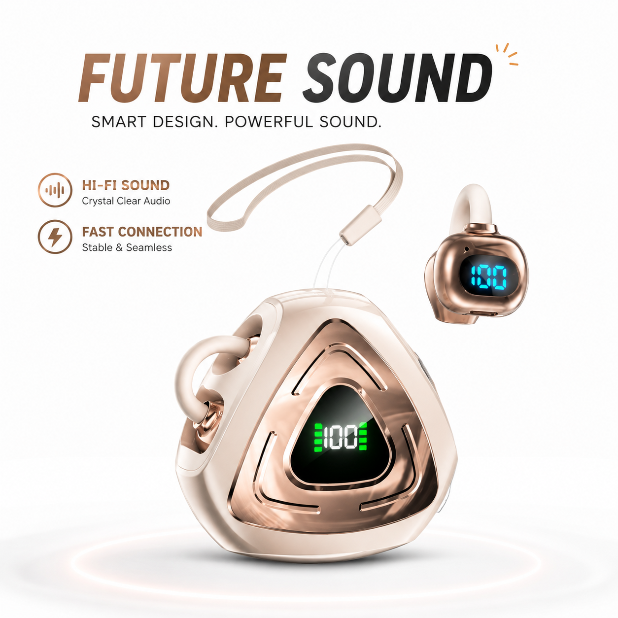 J82 Open-Ear Clip-On True Wireless Earbuds – Bluetooth 5.4 TWS Gaming Headphones with Digital LED Display, Low Latency & IPX4 Waterproof_img_1