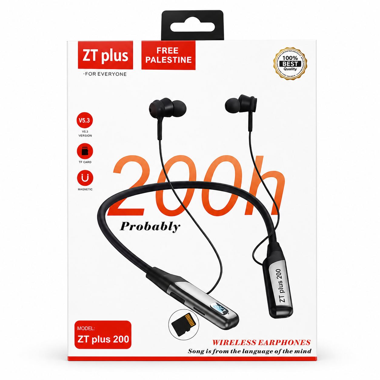 ZT Plus Wireless Neckband Headset – Bluetooth Headset with 200H Battery Backup, LED Digital Display, TF Card Slot, Fast Charging & Magnetic In-Ear Design_img_2