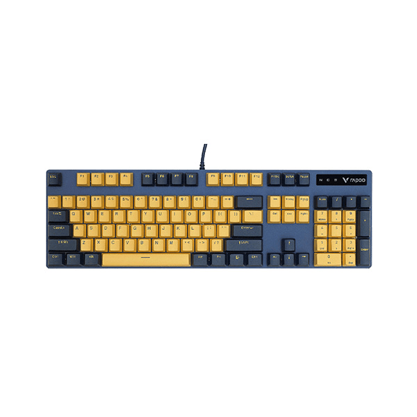 Rapoo V500 Pro Yellow-Blue Mechanical Gaming Keyboard – Full-Size 104-Key Layout, Tactile Mechanical Switches, Backlit Illumination, Anti-Ghosting & Durable Dual-Tone Design_img_4