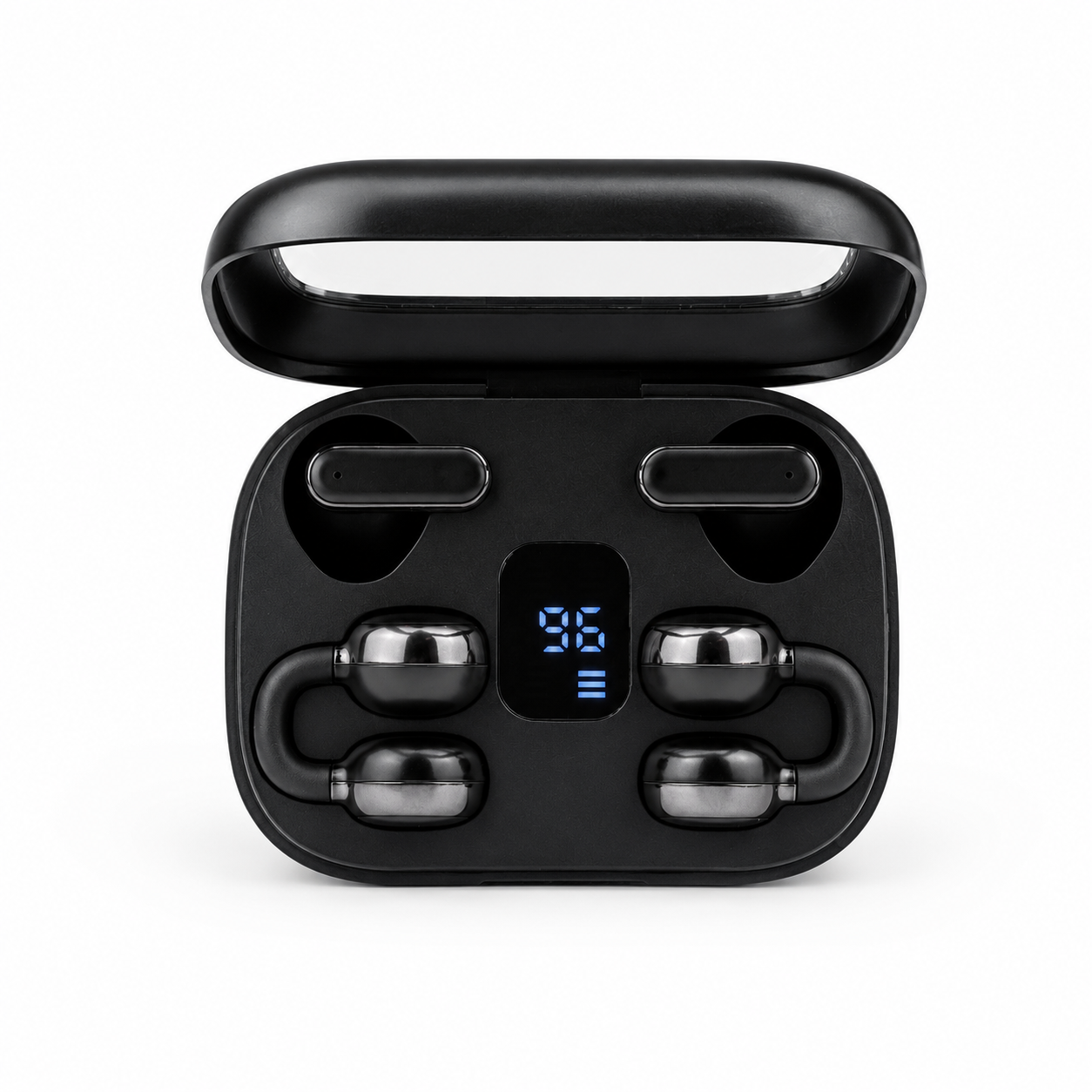 Q10 HiFi Stereo Sports Wireless Earbuds (2 Pairs) – 4-in-1 Combo Set with In-Ear & Open-Ear Clip Design, Bluetooth 5.4, LED Digital Display & IPX4 Waterproof_img_12