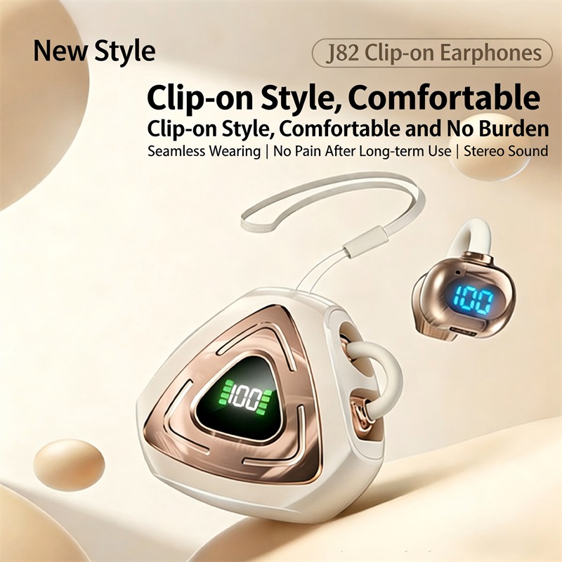 J82 Open-Ear Clip-On True Wireless Earbuds – Bluetooth 5.4 TWS Gaming Headphones with Digital LED Display, Low Latency & IPX4 Waterproof_img_5
