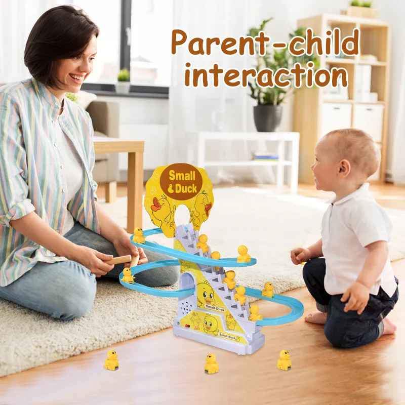 Electric Small Duck Climbing Stairs Toy – Musical Slide Track Game with 9 Cute Yellow Ducks, Flashing LED Lights, Safe ABS Plastic Interactive Educational Toy & Perfect Kids Gift_img_2