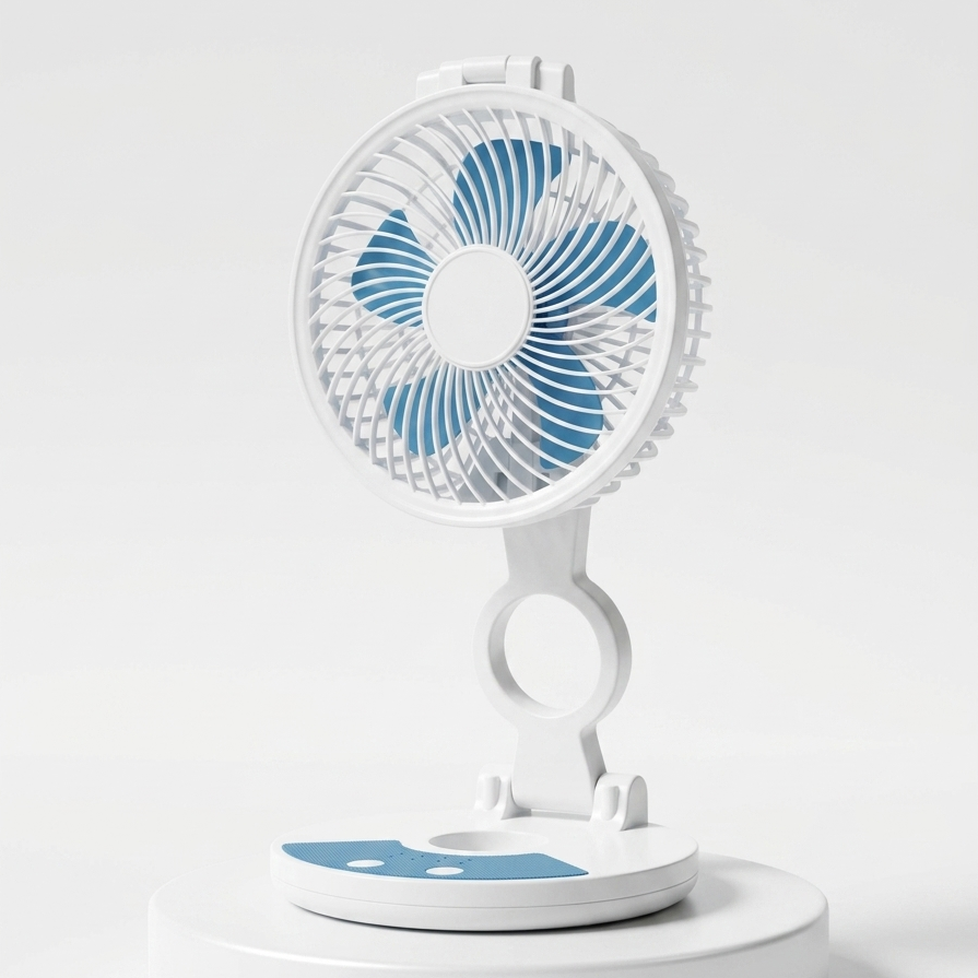ZT Rechargeable Folding Desktop Fan with Integrated LED Light – Portable Foldable Pocket Cooling Fan with Adjustable Speed, USB Charging & Silent Operation_img_4
