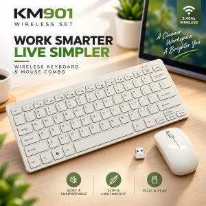Wireless Keyboard and Mouse Set KM901 (New) – 2.4GHz Reliable Wireless Connectivity, Ergonomic Design, Plug-and-Play Combo for Home & Office Productivity_img_0