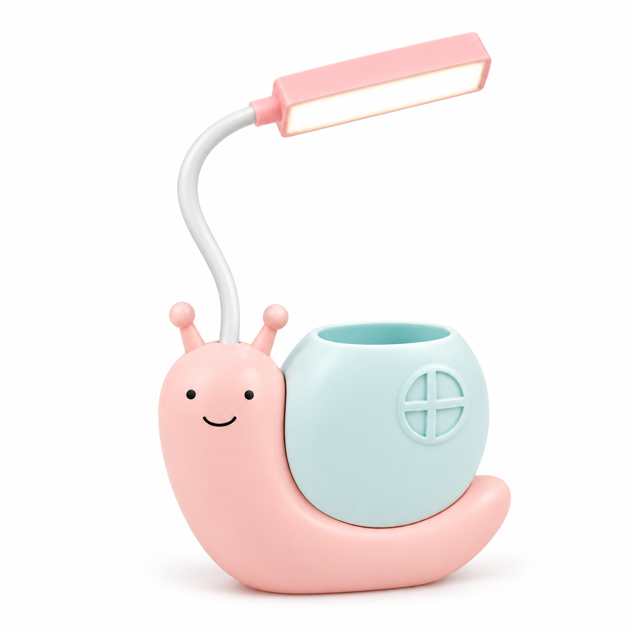 Rechargeable LED Snail Table Light – Child Eye Protection Desk Lamp with Built-In Pen Holder, Flexible Neck & USB Charging for Kids Study & Night Light_img_4