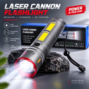 Laser Cannon X03 Metal Tactical Flashlight – High-Power Long-Lasting LED Torch with Built-In Power Bank & Durable Metal Body (8.5 Inch, 445g)_img_0