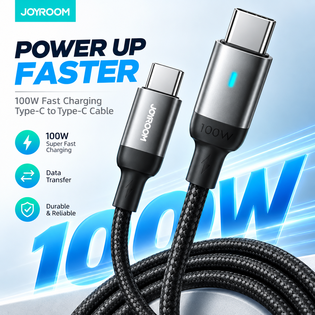 Joyroom Ultimate Audio & Power Combo – JR-EC07 Metal Half In-Ear Type-C Wired Earphones & S-CC100A10 100W Fast Charging Type-C to Type-C Nylon Cable (1M)_img_1